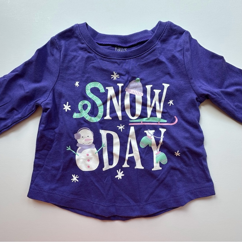 NWOT long sleeve purple winter theme Snow Day shirt toddler girls 12m